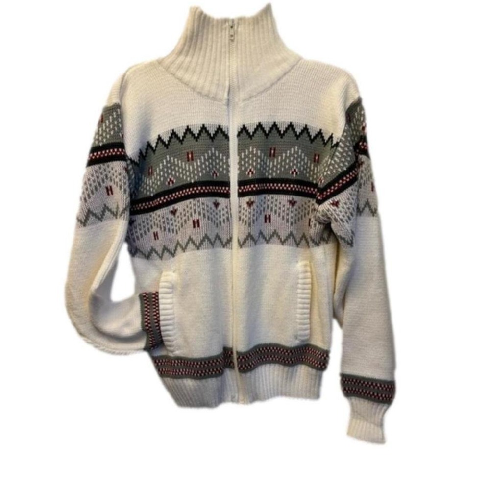 Vintage "Blair" Fair Isle‎ Fisherman Sweater Youth Full Zip Size M
